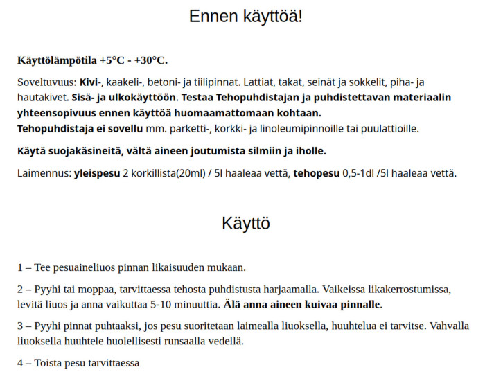 Asennustuote Soledon kiven tehopesu